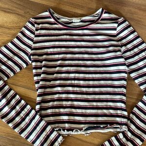 Garage Striped Cropped Long Sleeve Tee